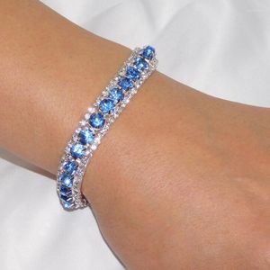 Charmarmband Fashion Luxury Accessories Blue Cubic Zirconia Versatile Shiny Tennis Armband Wedding Crystal Smycken