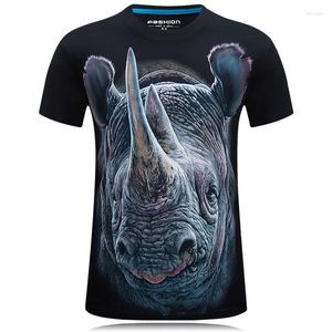 T-shirt da uomo 2023 Uomini estivi Personalità 3d Rinoceronte creativo Stampa T-shirt alla moda Allentato casual Oversize Semplice Top S-6XL