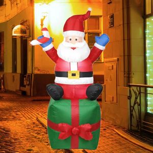クリスマスの装飾18mインフレータブルハッピーサンタクロース付きLEDライトアウトドアオーナメントクリスマスパーティーイヤーデコレーション231127