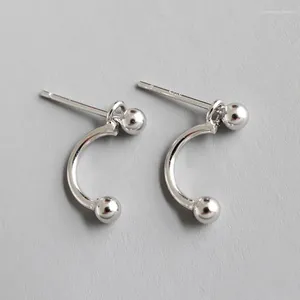 Orecchini a bottone WTLTC piccola pallina in argento sterling 925 per donna Semplici borchie anteriori posteriori con puntini minimi