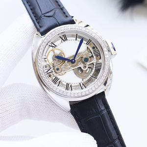 Men Watches Automatic Mechanical Movement Watches 44mm Hollow Out Design Waterproof Fashion Scratch Resistant Glass Leather Strap Wristwatches Montre De Luxe