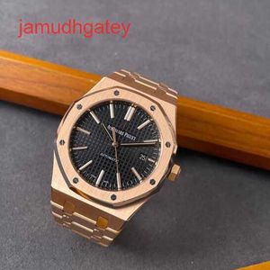 AP Swiss Luksus Watch Royal Oak Series 15400or Rose Gold Black Black Plate Modna Business Masher Rekround Automatyczny zegarek mechaniczny Single Watch 9F1J