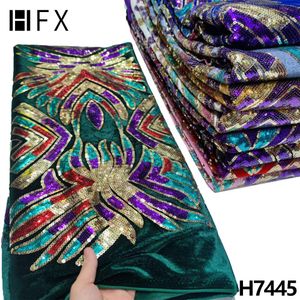 Dresses HFX newest African Lace Fabric 2022 French Velvet Lace Fabric Bridal High Quality Sequins Net Tulle Lace For Women Dress H7445