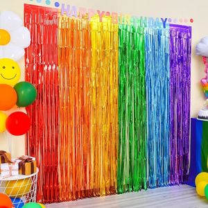 Other Event Party Supplies 2 Packs Rainbow Foil Fringe Curtains Tinsel Metallic Streamers for Birthday Wedding Bridal Shower Unicorn Party Decorations 231127