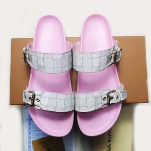 Louisvutton Shoe Новые кожаные сандалии и липперы Bom Dia Half Slippers Flat Bottom Louiseviution Обувь двойная пряжка с регулируемыми золотыми пряжками.