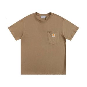 Carharttlys Designer-T-Shirt, Top-Qualität, klassisches, kurzärmliges T-Shirt mit kleinen Etikettentaschen, locker und vielseitig, für Männer und Frauen, Paare mit n2