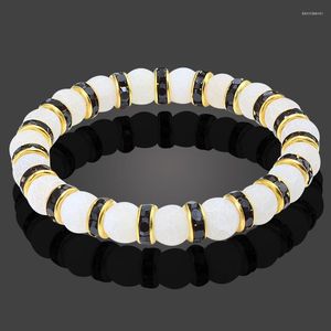 Brin 8mm Blanc Naturel Crack Pierre Bracelet Coloré Cristal Perles Chakra Femmes Équilibre Bracelets Élastique Corde Poignet Chaîne Bijoux