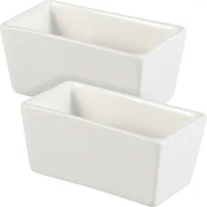 Dinnerware Sets 2 Pcs Tea Pack Sugar Cube Container Ceramic Bowls Square Coffee Bags Jar Rectangle