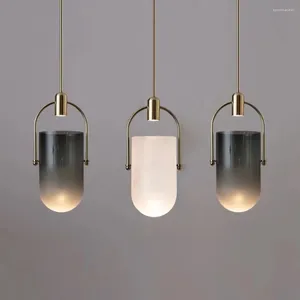 Hängslampor ljus-lyx Nordic hink glas ljus enkel kreativ matsal klädbutik dekoration levande droplight