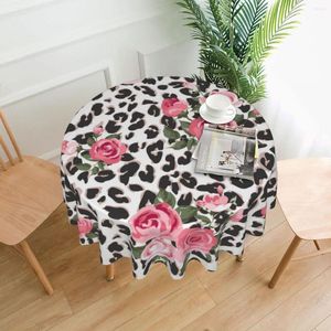 Bordduk söt rosblandning leopard mönster bordsduk sovrum sovsal dressing matta rund skrivbord dekor