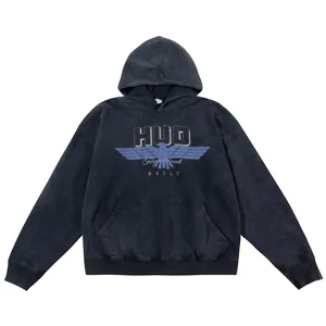 EUA Homens Lavados Vintage Eagle Carta Impressão 3D Moletom Com Capuz Outono Inverno Oversize Skate Unissex Casual Moletom Com Capuz 23fw