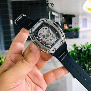 Designer Ri mlies Relógios de luxo Lazer Mens Automatics Relógio Mecânico Negócios Escavado Crânio com Diamante por Todo o Céu Estrela Personalidade Moda S1TY