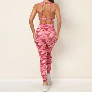 Mulheres duas peças calças definir mulher 2 peças ginásio yoga fitness camuflagem roupas femininas esporte colheita superior lycra leggings sutiã esportivo treino