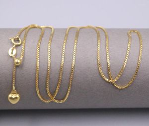 Ketten Echtes 18 Karat Gelbgold Halskette Damen Weiblich Kastenkette 50 cm/20 Zoll Geschenk Dünn Neckalce Schmuck Herz Einstellbar