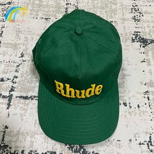 Ball Caps 2023 Casual Wide Brim Outdoor Sunshreen Rhude Baseball Cap Men Women High Quality Streetwear Green Blue Rhude Regulowany kapelusz 830