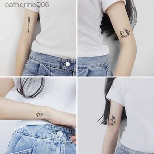 Tattoos Colored Drawing Stickers 30 Sheets Waterproof Black Tiny Tattoo Feather Women Body Hand Art Drawing Temporary Tattoo Stickers Men Finger Words Tatto FaceL2