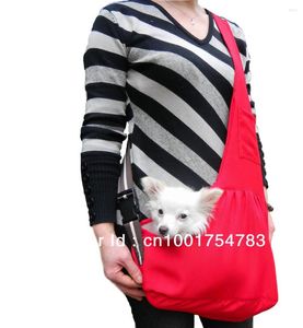 Hund Autositzbezüge Pet Red Sling Carrier Canvas Bag Hundeträger Outdoor Storage Supplies Soft Travel Drop