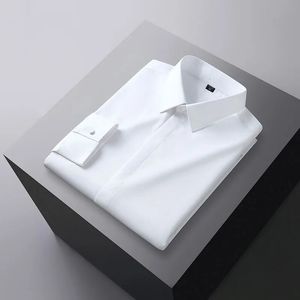 Men's Casual Shirts S-6XL Men's Long Sleeve Shirt Bamboo Fiber Luxury Slim Elastic Anti-Wrinkle Business Office Large Size White Shirt 231127