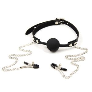 Sex Toy Massager Silicone Mouth Gag Chain Nipple Clamp BDSM Bondage Toy for SM Game