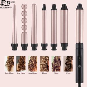 Encrespadores de cabelo Alisadores 6 em 1 Modelador de cabelo profissional de longa duração Aquecimento rápido Curling Iron Wave Wands Rotating Hair Styling Appliances 9-32mmL231128