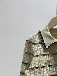 Hırkalar kadınlar İnci Düğmeleri Stripes Sweater Turndown Yaka Uzun Kollu Kısa Tip Örgü Kaplama 622 Erken Bahar