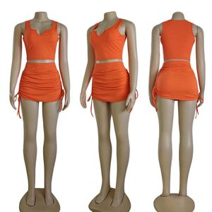 European American women's Two Piece Dress summer new sleeveless top small fragrance skirt fresh leisure suit