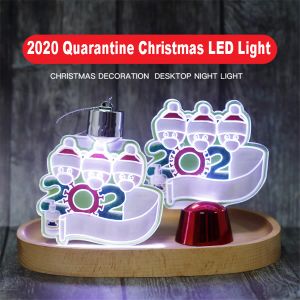 2024 DIY Quarantine Christmas LED LED Ornaments 3D choinka Santa Snowman Night Kolny świecący świąteczny prezent