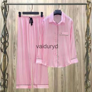 hemkläder eleganta randiga pyjamas kvinnor 2 stycken set lång ärm topp och byxor hem kläder mode mode satin vinter höst sömnkläder pyjamavaiduryd