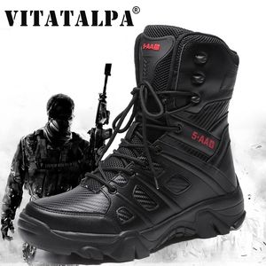 Stövlar män taktiska militära stövlar mens casual skor läder swat armé stövel motorcykel fotled stövlar svarta botas militares hombre 231128