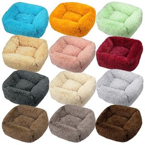 Supplies Square Cat Bed House Cats Dog Mat Winter Warm Sleeping Dogs Puppy Nest Soft Long Plush Pet Cushion Portable For Pets Cats