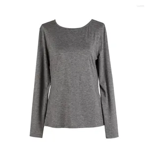 Magliette da donna Autunno Comfort Vestibilità ampia Tempo libero Moda T-shirt girocollo Pantaloni grigio chiaro Top a maniche lunghe da donna