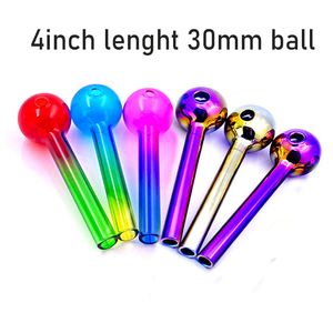 10 pçs tubo de vidro colorido pyrex4inch 30mmball óleo de vidro prego queima tubo concentrado grosso queimador de óleo de vidro tubo grandes tubos de fumo dicas