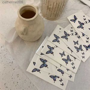 Tattoos Colored Drawing Stickers 3D Temporary Tattoos Waterproof Pattern Clavicle Blue Butterfly Tattoo Stickers Party DecalsL231128