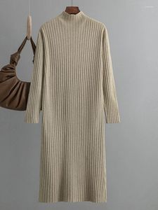 Casual Dresses Knitted Sweater Dress Women Elegant Slim Long Winter Thick Warm Tunic Lady Fashion Vintage Solid Knit