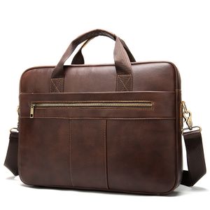 2023 MEN PREOTCASE PAG Högkvalitativt Business Famous Brand Pu Leather Shoulder Messenger Bags Office Handväska 14 tum Laptop Bag