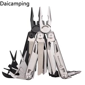 Messen Daicamping DL12 18 i 1 Camping Multitools Kit Multi -tång multifunktionell 7CR17MOV Folding Knife Clamp Swiss Army Multi Knife