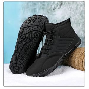Boots Men BareFoot Boots for Couple Waterproof Snow Boots Outdoor Walking Shoe Warm Fur Ankle Leisure Shoes Non-slip Big Size 47 231128