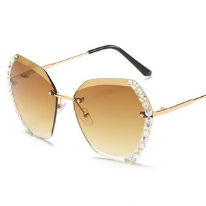 2023 Vintage-Mode Übergroßen Randlose Sonnenbrille Frauen Berühmte Luxus Marke Design Sexy Diamant Quadrat Sonnenbrille Für Weibliche