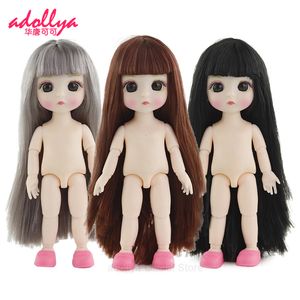 Dolls Adollya 16cm BJD Nude Body Ball Jointed Swivel 3D Eyes 13 Moveable Joints Makeup Princess 112 230427