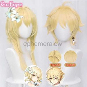 Anime Costumes Traveler Cosplay Aether Lumine Blond Wig Cosplay Anime Cosplay Wigs Heat Resistant Synthetic Wigs Halloween zln231128