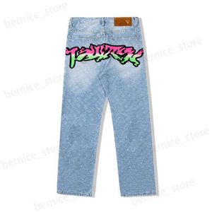 Jeans masculinos Men Size calça de tamanho masculino de jeans masculino impressão de letras carimbadas femininas Hip-hop calças casuais j8s3a T230504