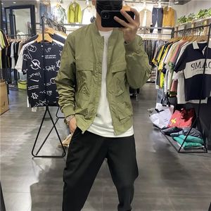 Herrjackor EWSFV Autumn Fashion Men's Work Clothes Jacket Men's Short Baseball Uniform Trendy Slim Fit All-Matching Thin Jacket 231127