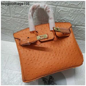 Designer Bags Birkis Handbags Ostrich 2023 New Pattern Bag Fashionable Leather Portable One Shoulder Womens
