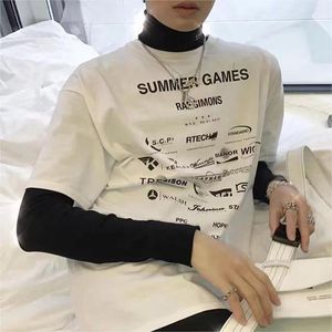 メンズTシャツメンヒップホップ特大のTシャツグラフィックラフサイモンズキャラクターポーレタープリントシャツストリートウェアハラジュクコットンカジュアルティー3902＃