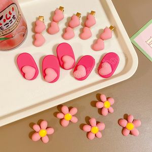 5PCS/set Fashion Pink Sweet Cute Pink Flower Hairpin Little Girl Metal Hair Small Clip Side Barrettes Hair Accessories