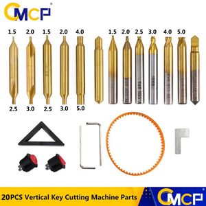 SlotenmakerBenodigdheden 20st Titanium Coated End Milling Cutter för vertikal nyckelklippmaskin Key Copy Machine Parts