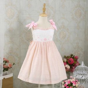 Meisje Jurken Zomer Vintage Elegante Roze Strip Kinderen Gesmokte Prinses Verjaardag Voor Meisjes Maat 2345681012 Jaar Oud