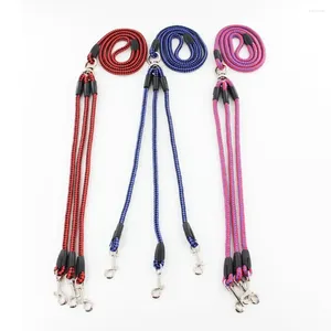 Dog Collars 3 Way Leash 3-In-1 Couplers Nylon Pet Traction Rope With Ergonomic Handle For Outdoor Walking Harness Items