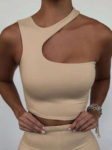 Tops Cut Out Sexy Crop Off Shoulder Solid 2022 Skinny Sport Short Women Tank Irregular Summer Tube