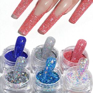 Paznokcie brokat 6 kolorów proszek syrena lśniący żel żel Pigment Pigment Sparkle płatki DIY Holograficzne dekoracje cekiny